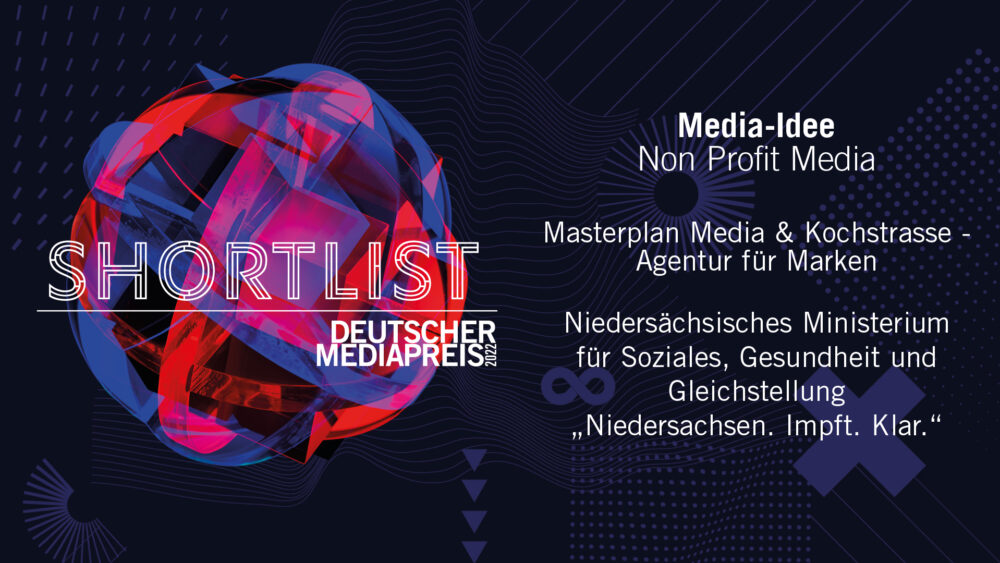 Masterplan Media und Kochstrasse.agency freuen sich gemeinsam über 2 Projekte auf der Shortlist vom Deutscher Mediapreis 2022