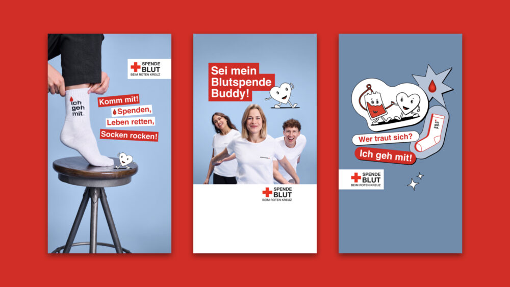 Weil wir miteinander mehr erreichen. Wie schafft man es, Menschen nicht nur zur Blutspende zu motivieren, sondern sie selbst zu Botschafter:innen für die gute Sache zu machen? Gemeinsam mit dem DRK-Blutspendedienst NSTOB entwickelte Kochstrasse™ eine Aktivierungskampagne, die Gemeinschaft, Haltung und soziale Dynamik in den Mittelpunkt stellt. Die Idee: Blutspender:innen motivieren Freund:innen zu ihrer ersten Blutspende – digital verbunden über die Blutspende-App und belohnt mit limitierten „Ich geh mit“-Socken sowie einem exklusiven „miteinander.“ Shirt. Aus einer einzelnen Blutspende wird so eine soziale Bewegung. Nicht allein helfen, sondern miteinander. Kochstrasse™ entwickelte die strategische Leitidee, die kommunikative Mechanik sowie die komplette kreative Inszenierung der Kampagne. Dazu gehörten Illustration, Film- und Fotoproduktion, Social-Media-Assets, Messaging und die emotionale Aufladung des Themas Blutspende für eine jüngere Zielgruppe. Statt klassischer Aufklärung setzt die Kampagne auf Zugehörigkeit, Freundschaft und gegenseitige Motivation. Blutspenden wird zum sozialen Statement. Im Zentrum steht die Erkenntnis: Menschen handeln häufiger, wenn andere Menschen mitgehen. Genau dieses neurowissenschaftliche Prinzip der sozialen Bestätigung übersetzt die Kampagne in eine einfache, aktivierende Mechanik – niedrigschwellig, emotional und shareable. Die Kampagne wurde kanalübergreifend ausgerollt und durch einen Spot sowie einen Erklärfilm begleitet. Weil wir miteinander mehr erreichen: https://www.blutspende-leben.de/miteinander